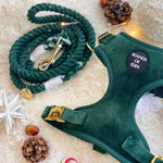 Olive Green Velvet Dog Harness