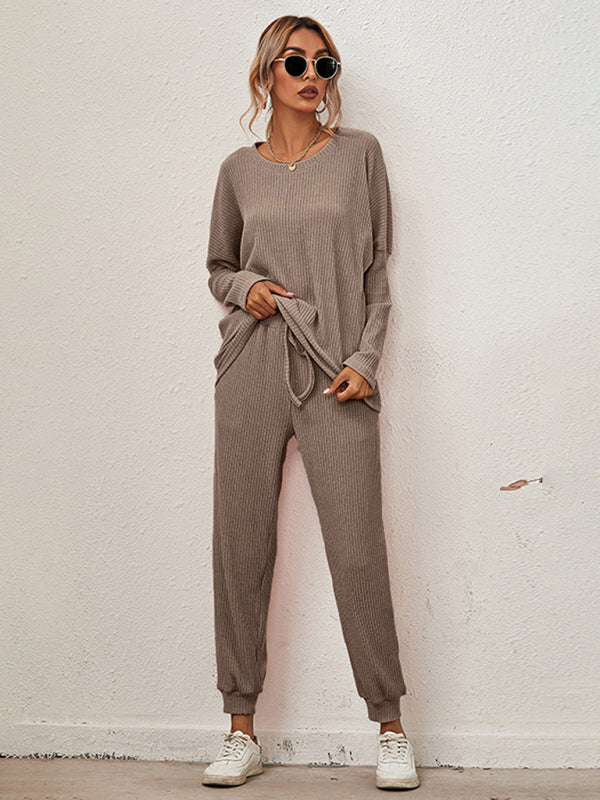 Women's Long-Sleeved Loose Loungewear Set Coffee