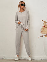 Women's Long-Sleeved Loose Loungewear Set Grey