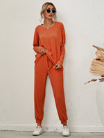 Women's Long-Sleeved Loose Loungewear Set Orange