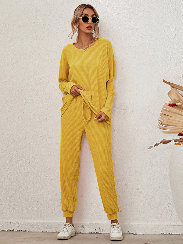 Women's Long-Sleeved Loose Loungewear Set Yellow