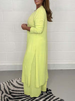 Women's Slit Long Jacket & Trousers Suit - Vibrant Casual Co-ord Comfort