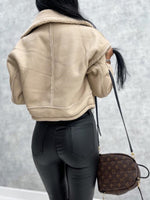 Women's Faux Lamb Wool Zipper Motorcycle Style Short Jacket