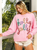 Women's Holly Jolly Christmas Sweatshirt in Pink or White