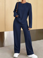 Casual Round Neck Knit Two-Piece Loungewear Set