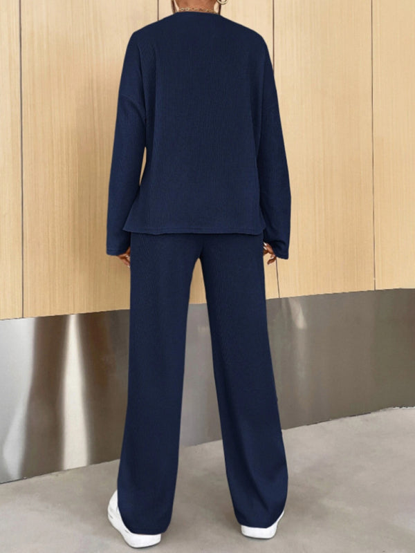 Casual Round Neck Knit Two-Piece Loungewear Set