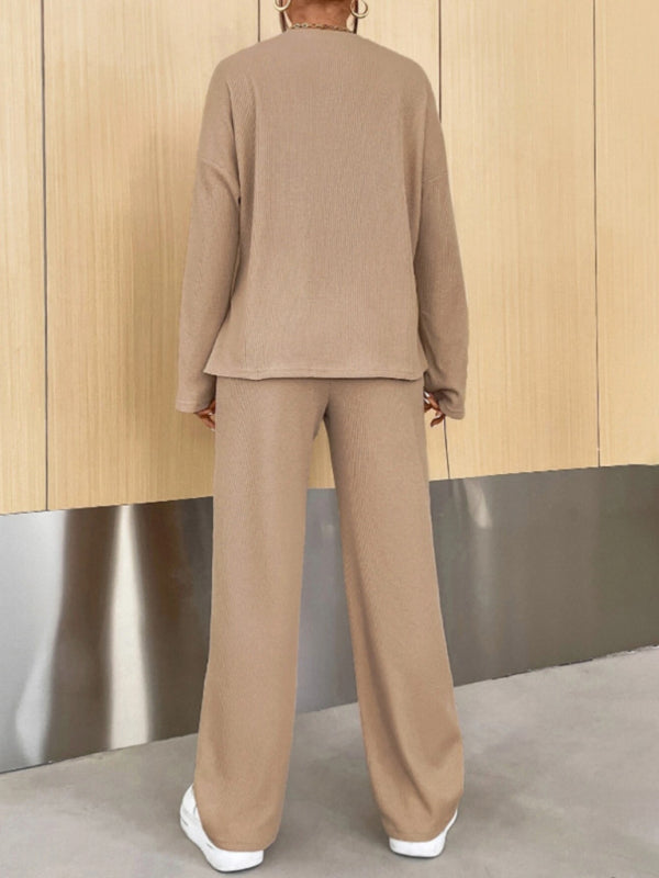 Casual Round Neck Knit Two-Piece Loungewear Set