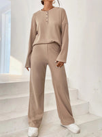 Casual Round Neck Knit Two-Piece Loungewear Set