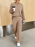 Casual Round Neck Knit Two-Piece Loungewear Set