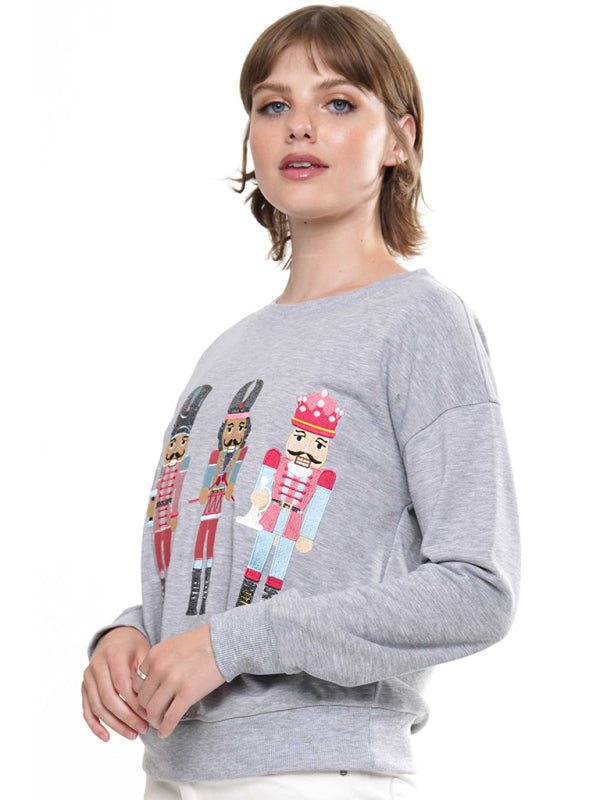 Women's Embroidered Nutcracker Sequin Christmas Jumper