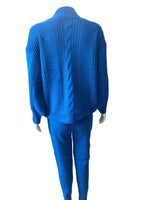 Women's Fashion V-neck Solid Colour Suit Sweater & Knitted Pants