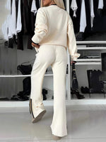 Women's Casual Colour-Matching Pocket Top & Wide Leg Pants Two-Piece Set