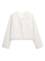 Women's Faux Fur Cropped Jacket White