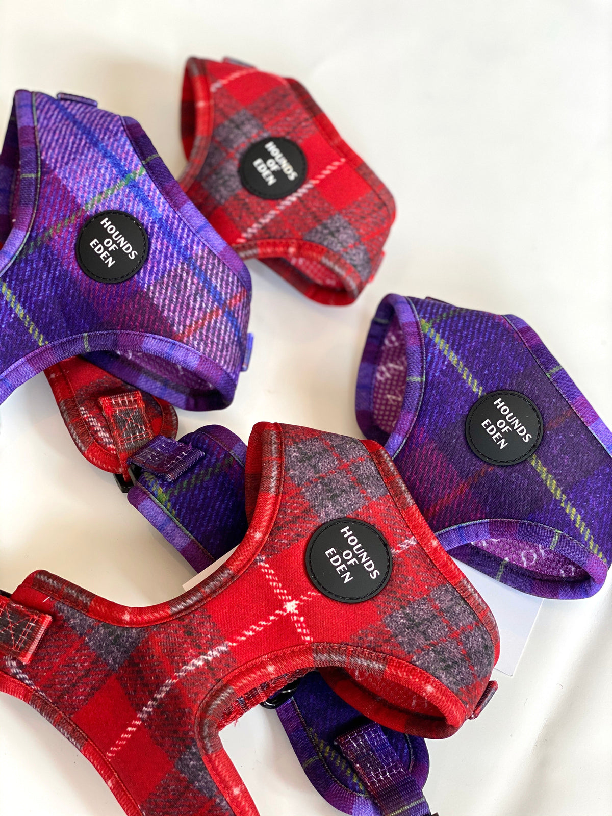 'Sammi' - Red & Grey Check Dog Harness