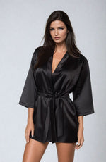 Irall Cleopatra Satin Chiffon Dressing Gown Black