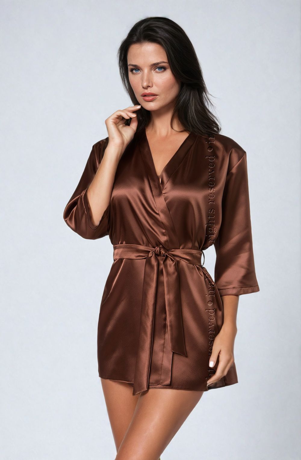 Irall Cleopatra Satin Chiffon Dressing Gown Black