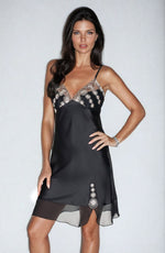 Irall Cleopatra Satin Chiffon Dressing Gown Black