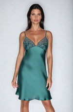 Irall Emerald II Satin Nightdress Dark Green