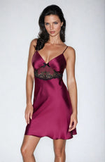 Irall Latifa Satin Lace Nightdress Plum / Black
