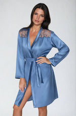 Irall Sapphire Satin Dressing Gown Azure Blue