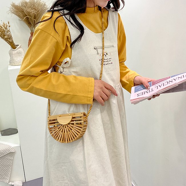 Isabella Bamboo Woven Handbag Holiday Vacation Bag Small