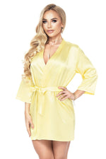 Irall Italian Satin Belted Short Robe yellow
