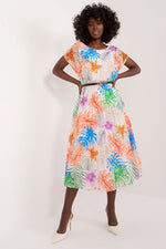 Italy Moda Daydress Colorful Flared Summer Dress - Vibrant Short-Sleeve Chic beige one-size-fits-all