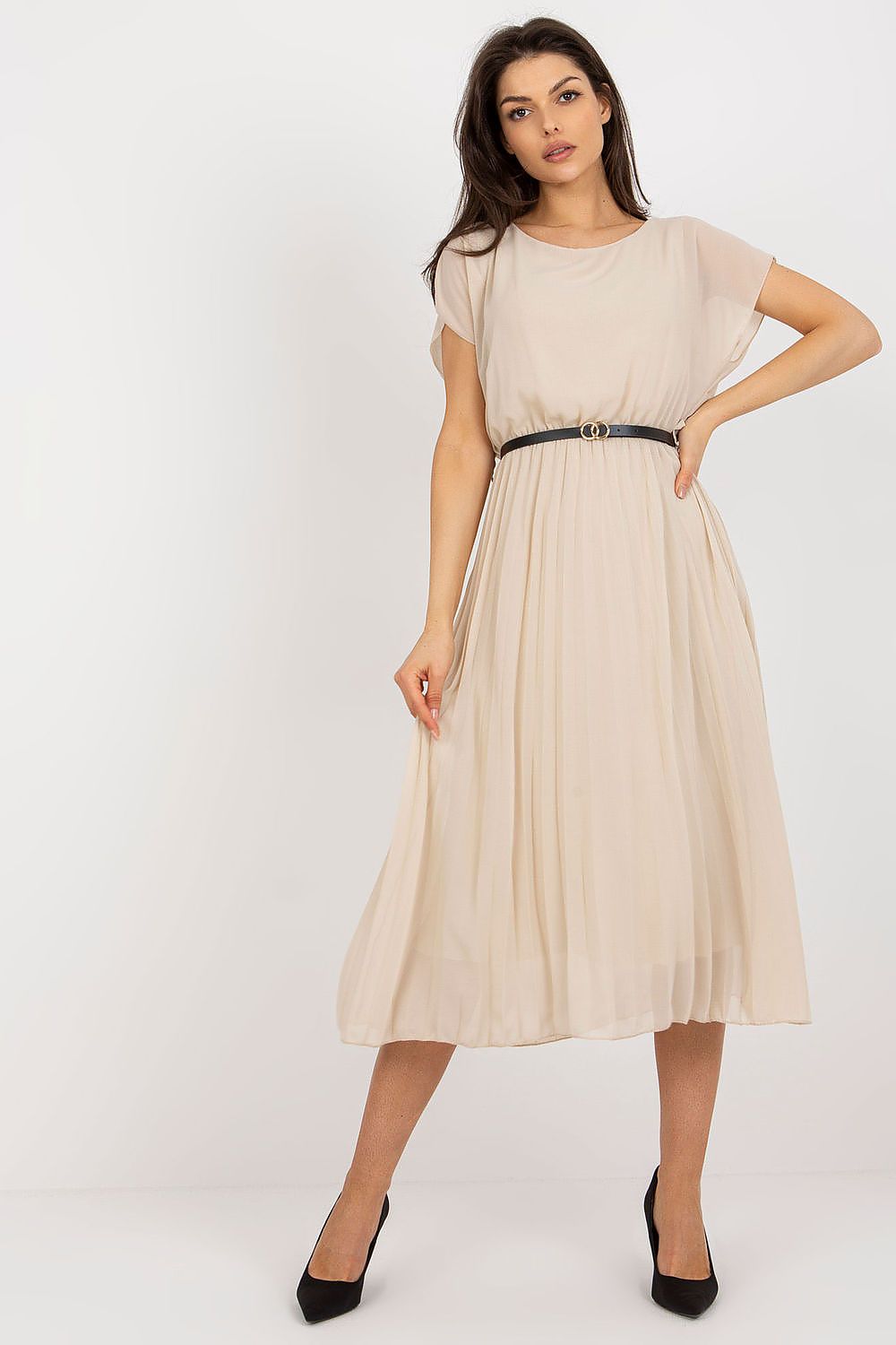 Italy Moda Daydress Colorful Flared Summer Dress - Vibrant Short-Sleeve Chic beige 3 one-size-fits-all