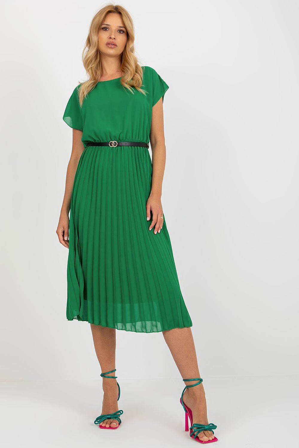 Italy Moda Daydress Colorful Flared Summer Dress - Vibrant Short-Sleeve Chic green 3 one-size-fits-all