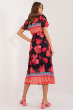 Italy Moda Summer Frilled Daydress Envelope Neckline Pleated Bottom