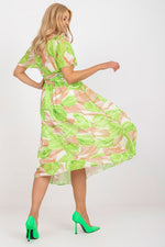 Italy Moda Summer Frilled Daydress with Envelope Neckline green one-size-fits-all