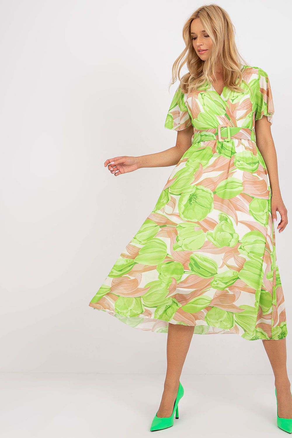 Italy Moda Summer Frilled Daydress with Envelope Neckline