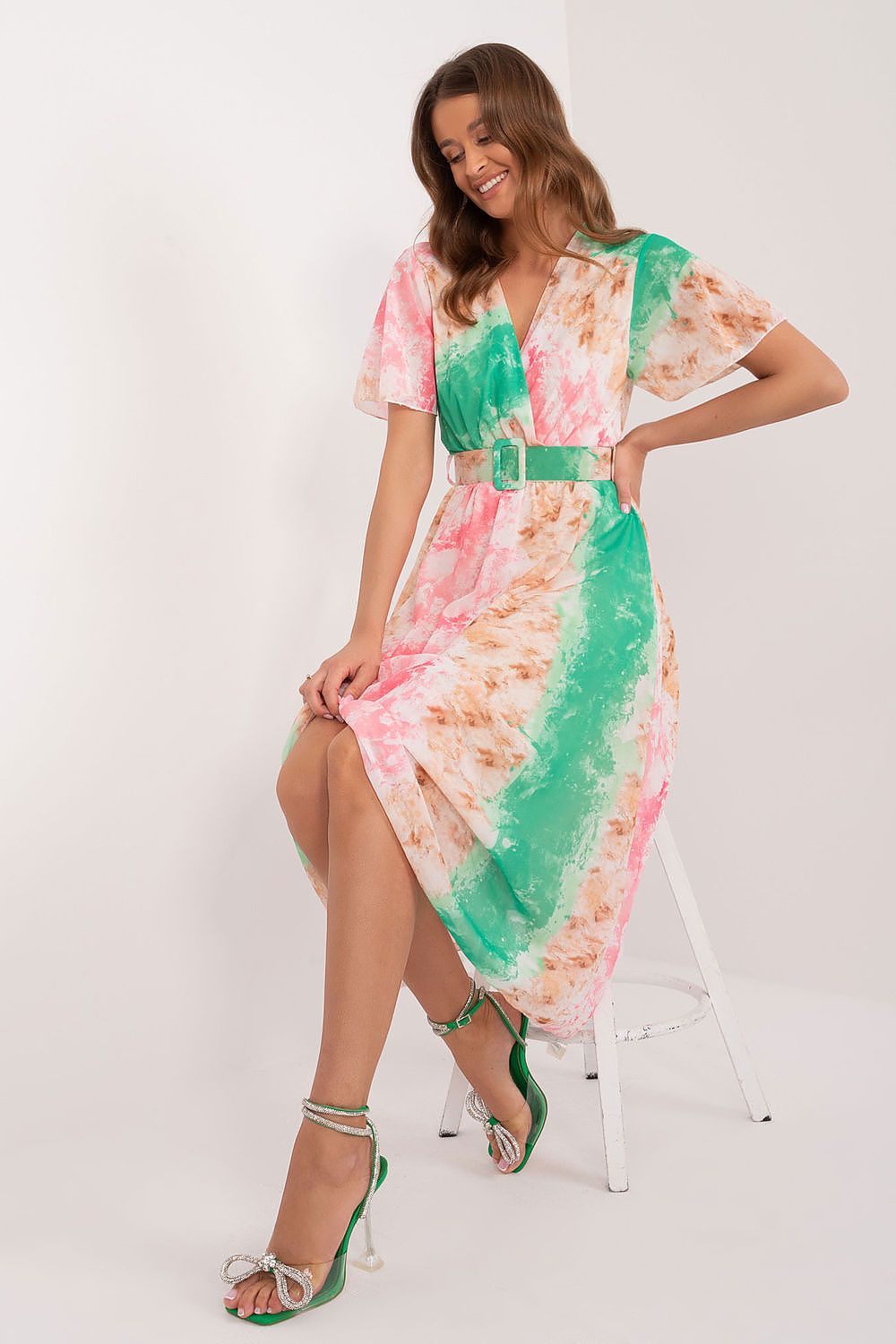Italy Moda Summer Frilled Daydress with Envelope Neckline