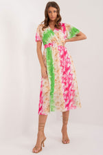 Italy Moda Summer Frilled Daydress with Envelope Neckline multicolor 2 one-size-fits-all