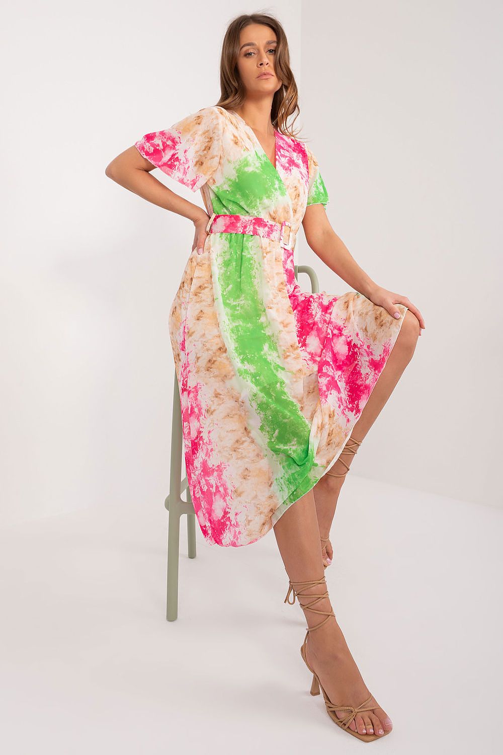 Italy Moda Summer Frilled Daydress with Envelope Neckline