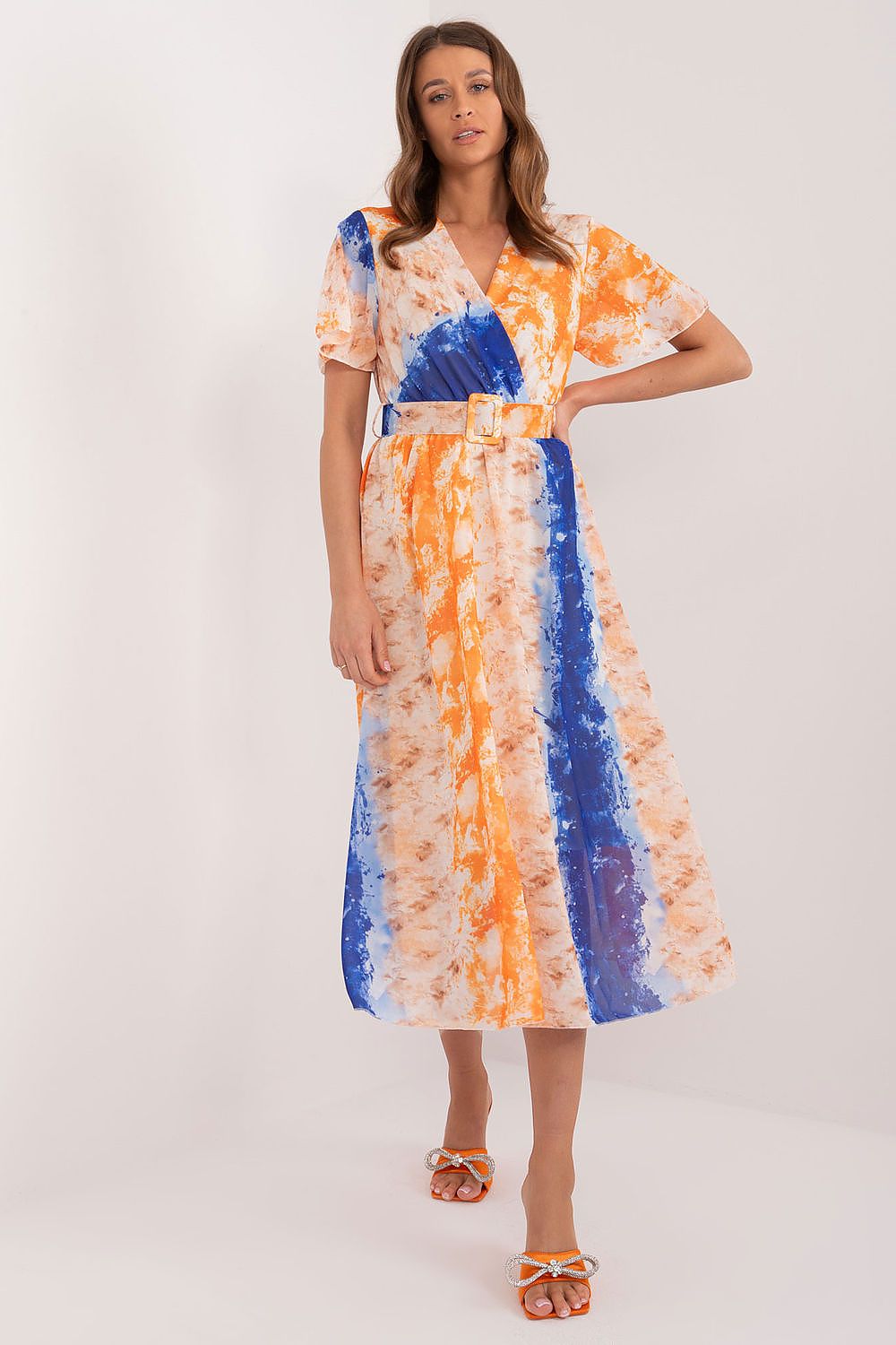 Italy Moda Summer Frilled Daydress with Envelope Neckline multicolor 3 one-size-fits-all