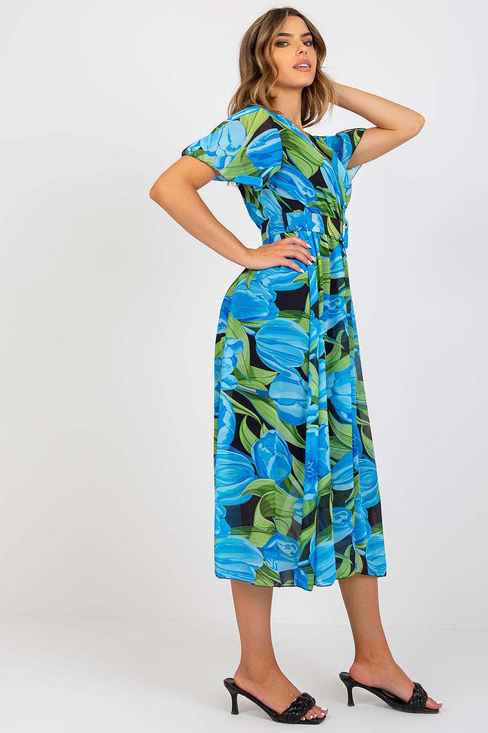 Italy Moda Summer Frilled Daydress with Envelope Neckline