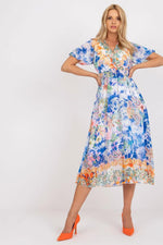 Italy Moda Summer Frilled Daydress with Envelope Neckline blue 3 one-size-fits-all