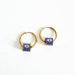 Jameela Luxe 18k Gold Plated Turquoise Evil Eye Charm Hoop Earrings