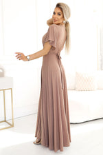 Numoco Jennifer Wrap-Neck Maxi Dress with Butterfly Sleeves
