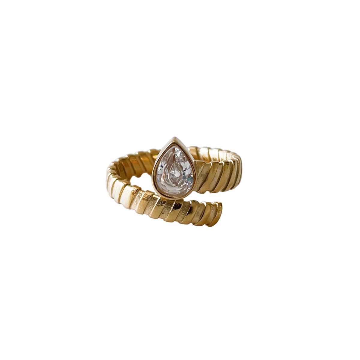 Kali Luxe 18k Gold Plated Clear Wrap Ring