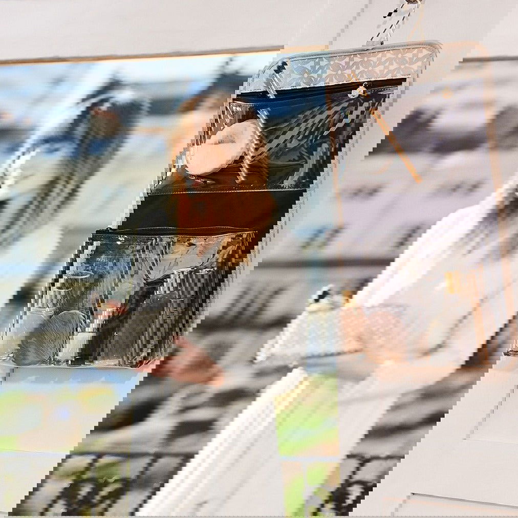 'Kate' Hanging Beauty Bag in Starflower Gold