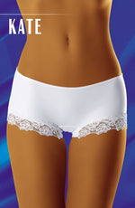 Wolbar Kate Short Style Lace Trim Briefs White