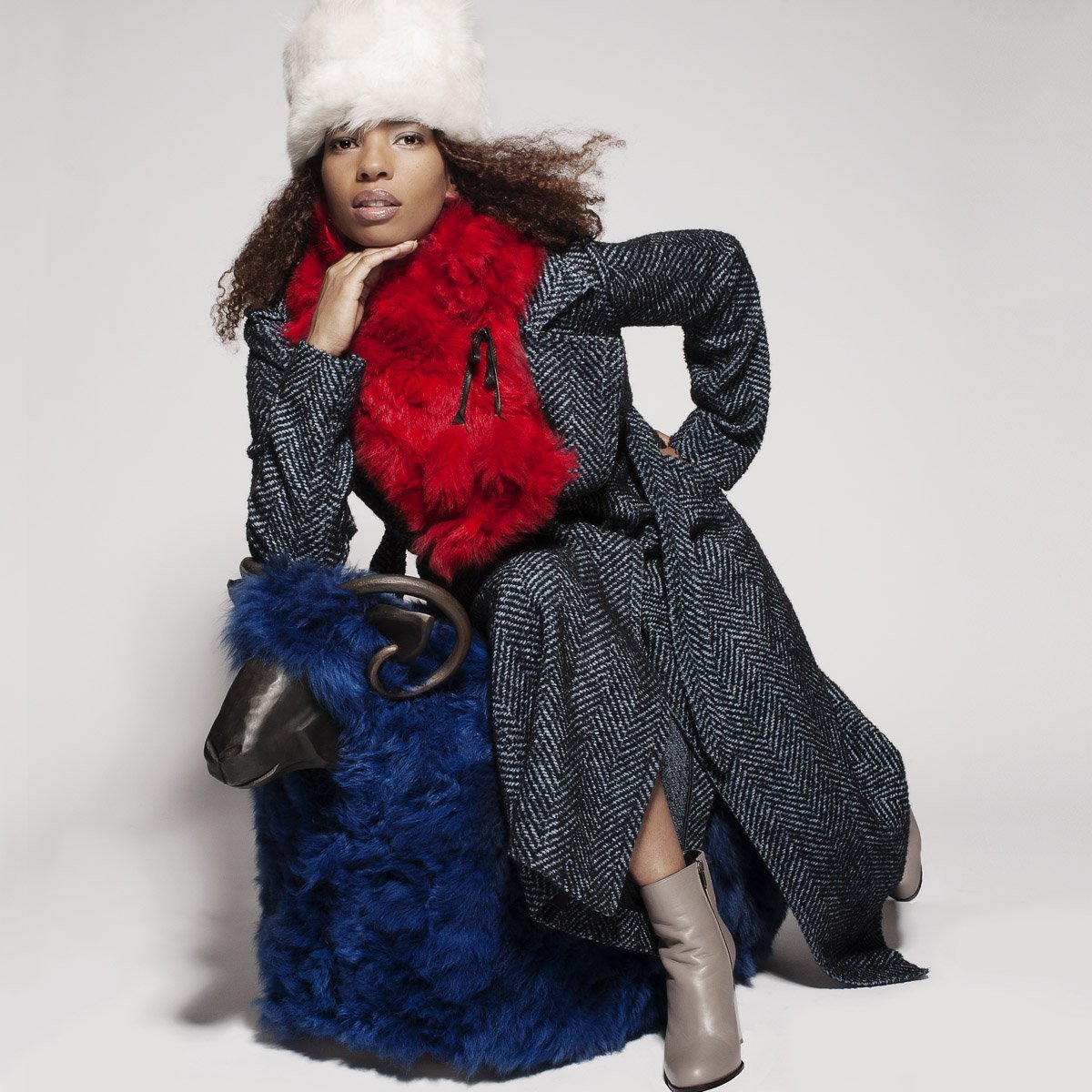 Katie Shearling Pillbox Hat