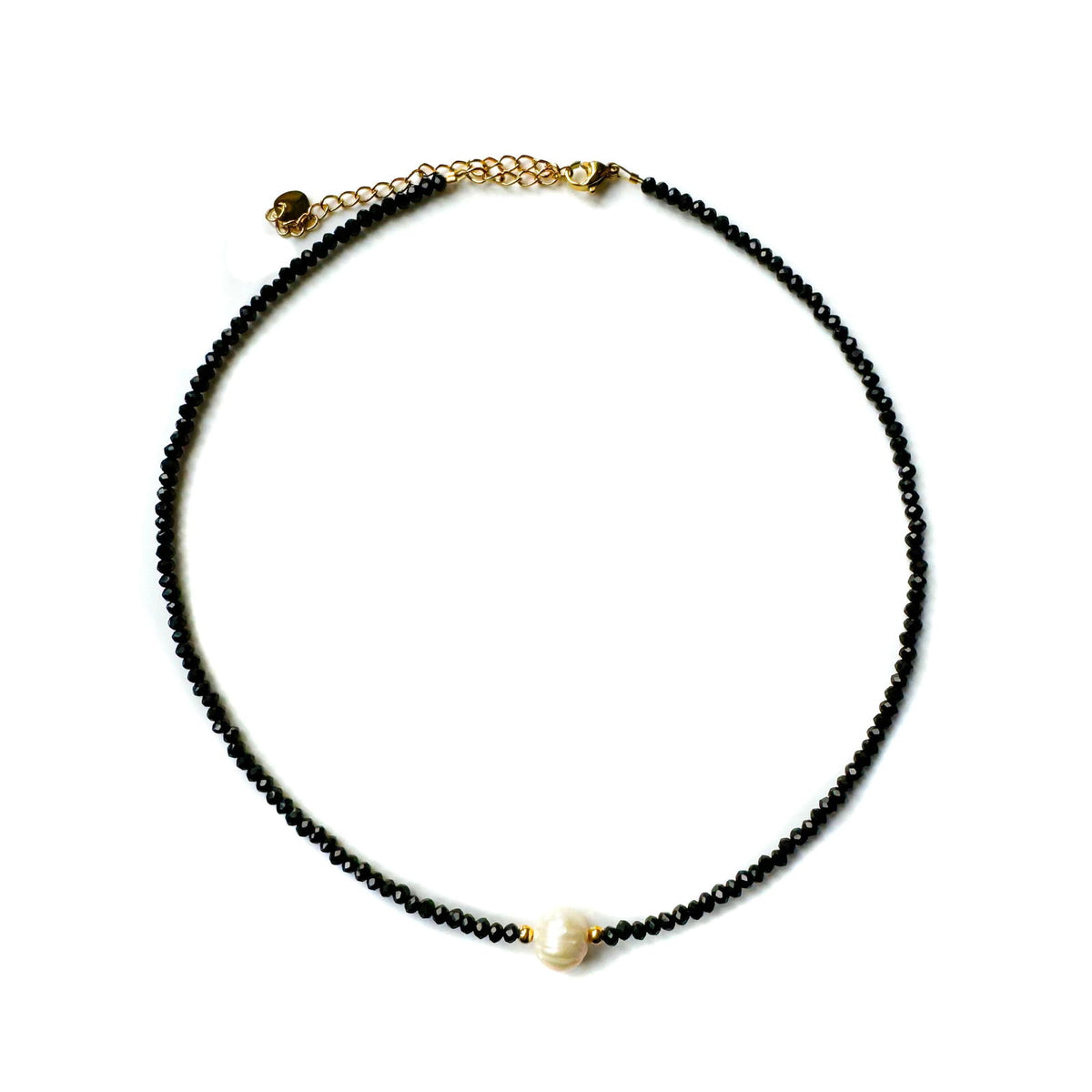 Kinzie Luxe Black Beaded Statement Pearl Necklace