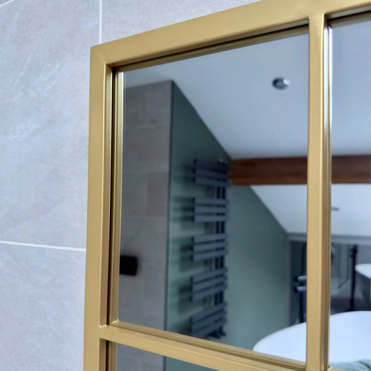 Kyō - Full Length Gold Metal Rectangle Lattice Grid Mirror - 150cm x 60cm