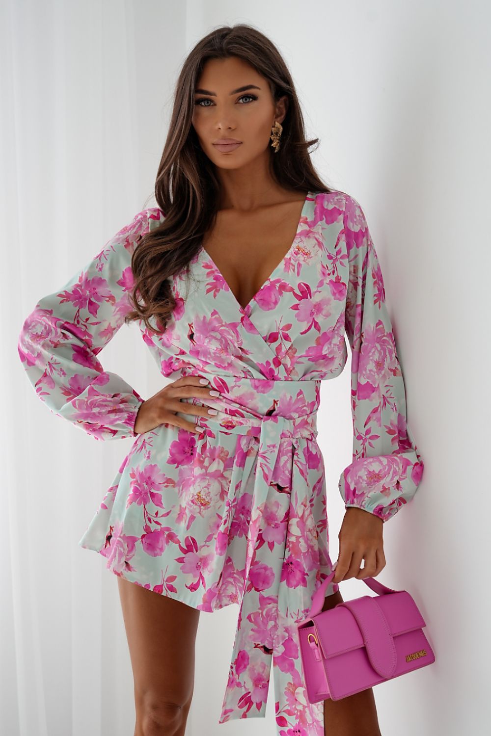 LaBalancia Floral Wrap Neckline Playsuit multicolor