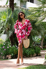 LaBalancia Lightweight Wrap Neckline Puffy Sleeve Jumpsuit