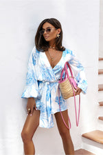 LaBalancia Lightweight Wrap Neckline Puffy Sleeve Jumpsuit multicolor 2