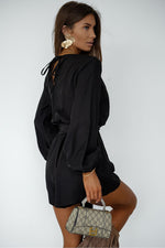 LaBalancia Lightweight Wrap Neckline Puffy Sleeve Jumpsuit